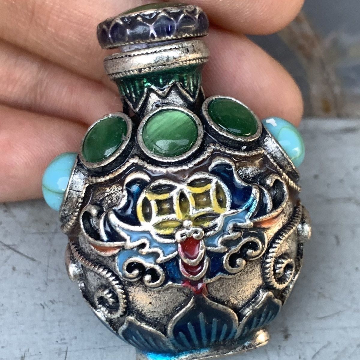 Vintage Collectible Bottles - Botol Snuff Perunggu Cloisonne Antik, Alat
