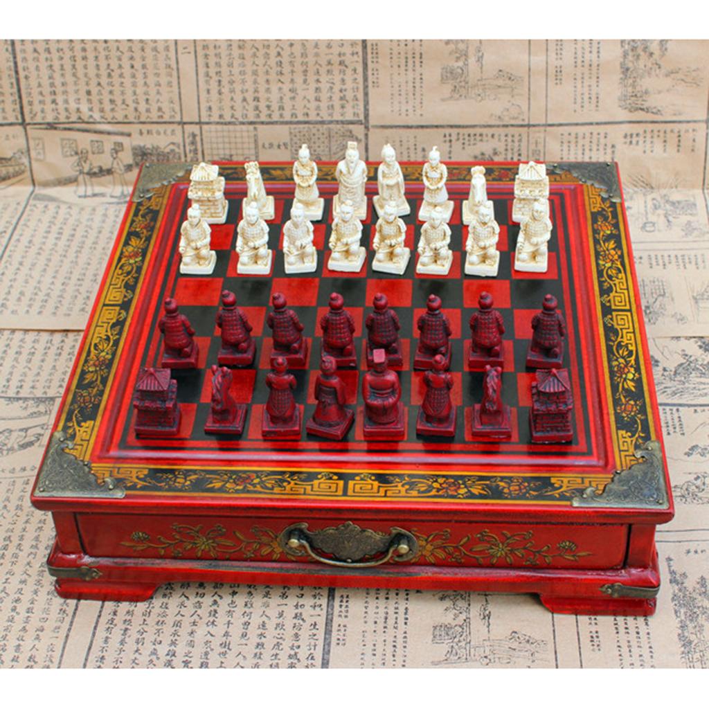 Vintage Collectible Board Games - Set Catur Cina Resin Antik Permainan