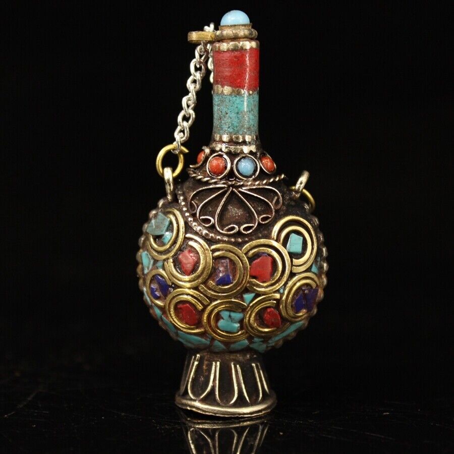 Vintage Collectible Bottles - Koleksi batu permata bertatahkan kuningan Cina