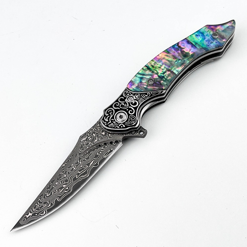 Vintage Collectible Pocket Knives - Pisau Lipat Motif Damaskus Vintage Baru