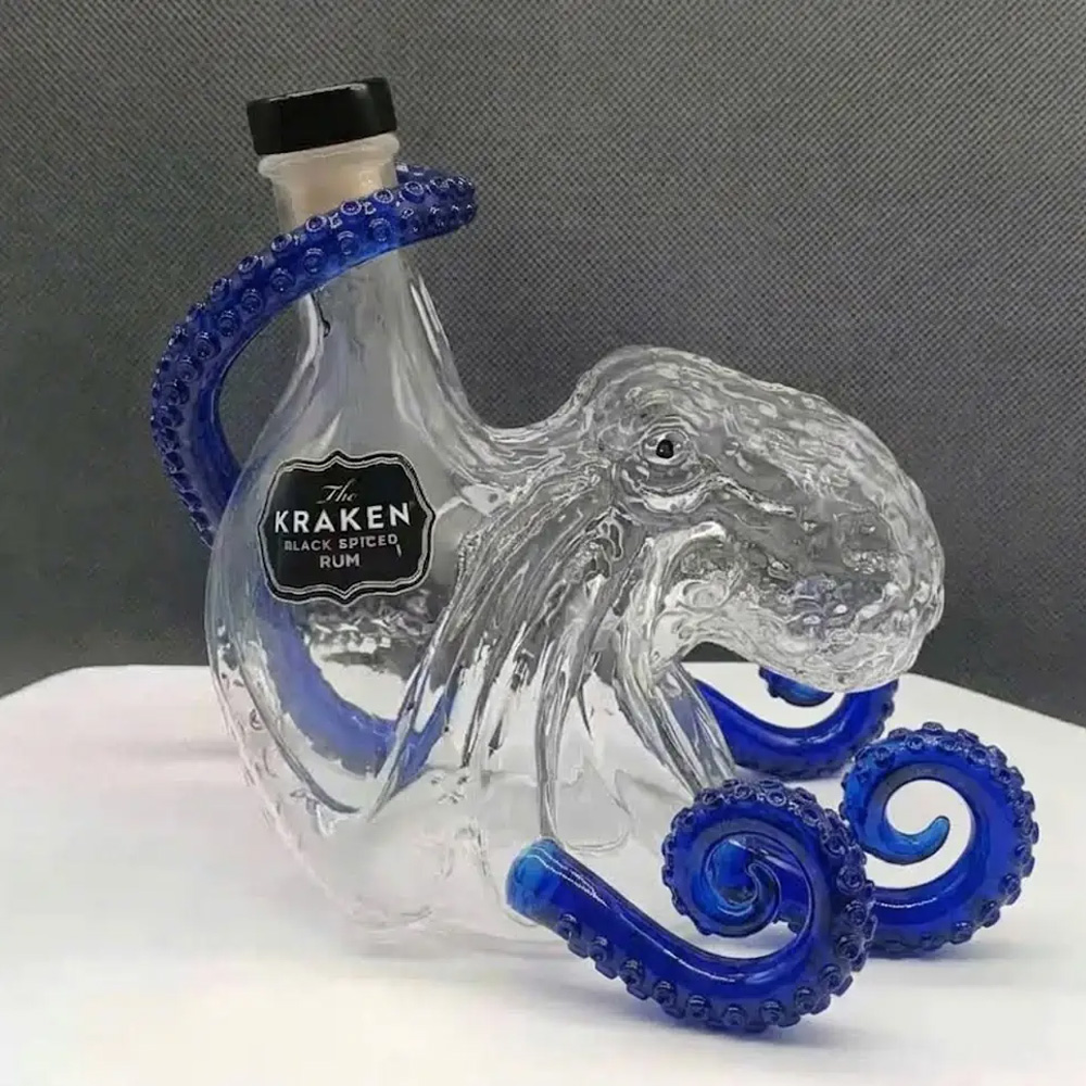 Vintage Collectible Glassware - Dekanter Wiski Gurita Kraken Vintage, Dekorasi