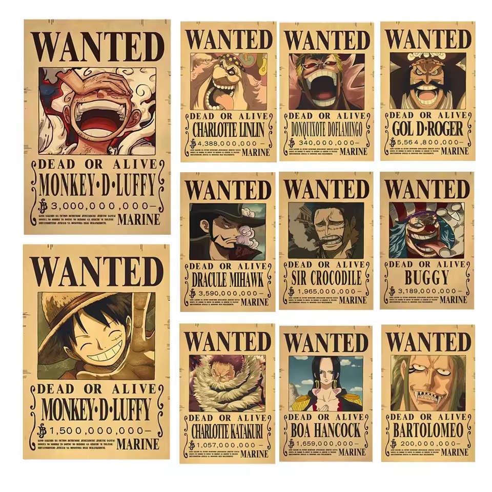 Vintage Collectible Toys - Poster Anime One Piece Bounty Wanted