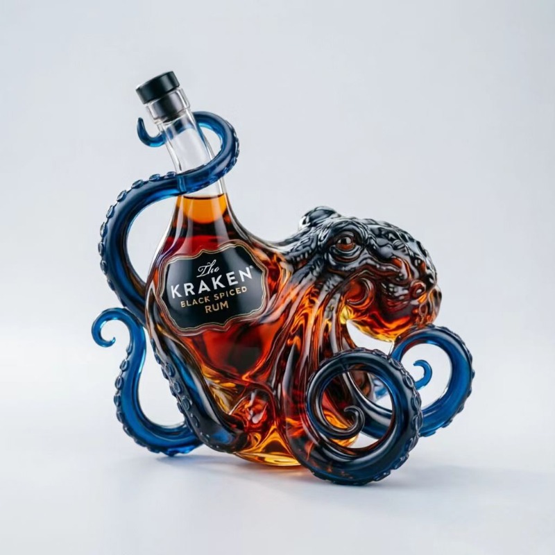 Dekanter Wiski, Gurita Monster - Vintage Collectible Glassware ulasan dan harga