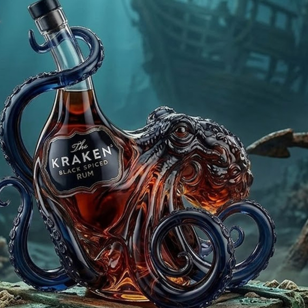 Botol Wiski Kraken Octopus Vin - Vintage Collectible Glassware ulasan dan harga