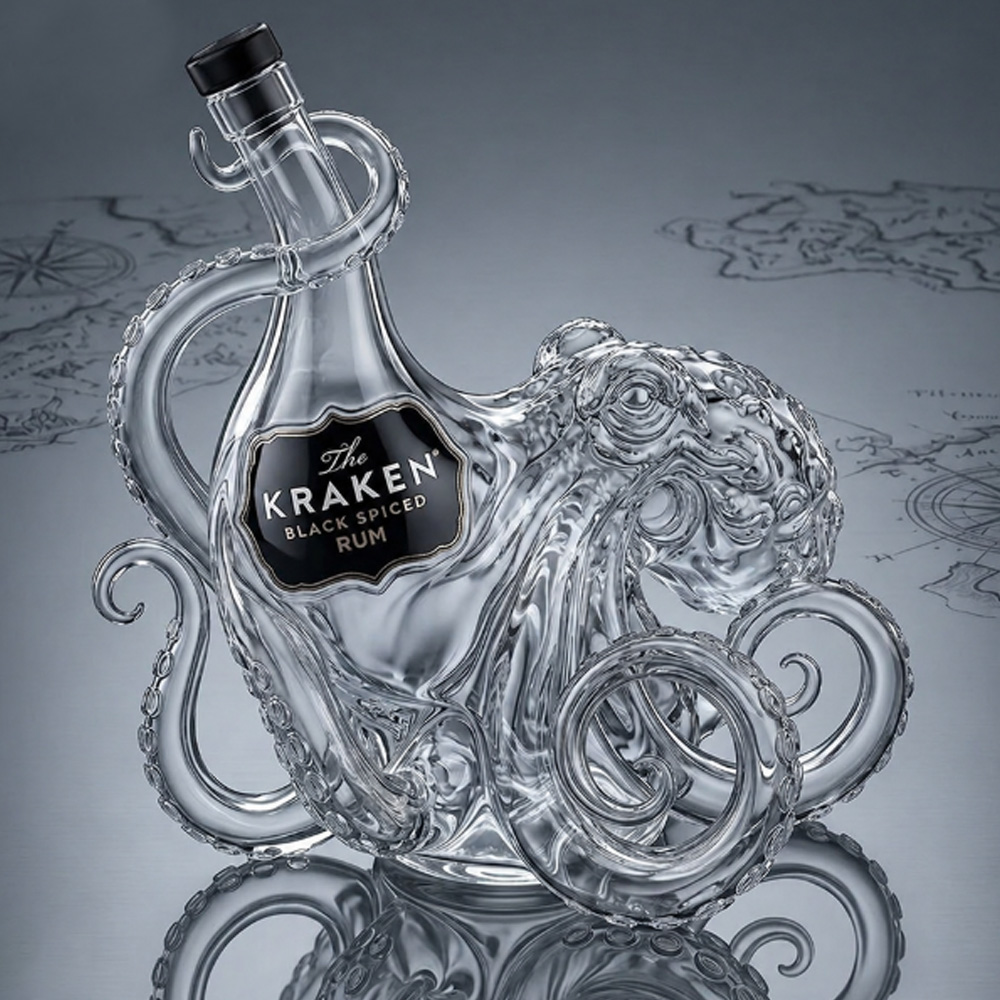 Botol Wiski Kraken Octopus Vin - Vintage Collectible Glassware ulasan dan harga