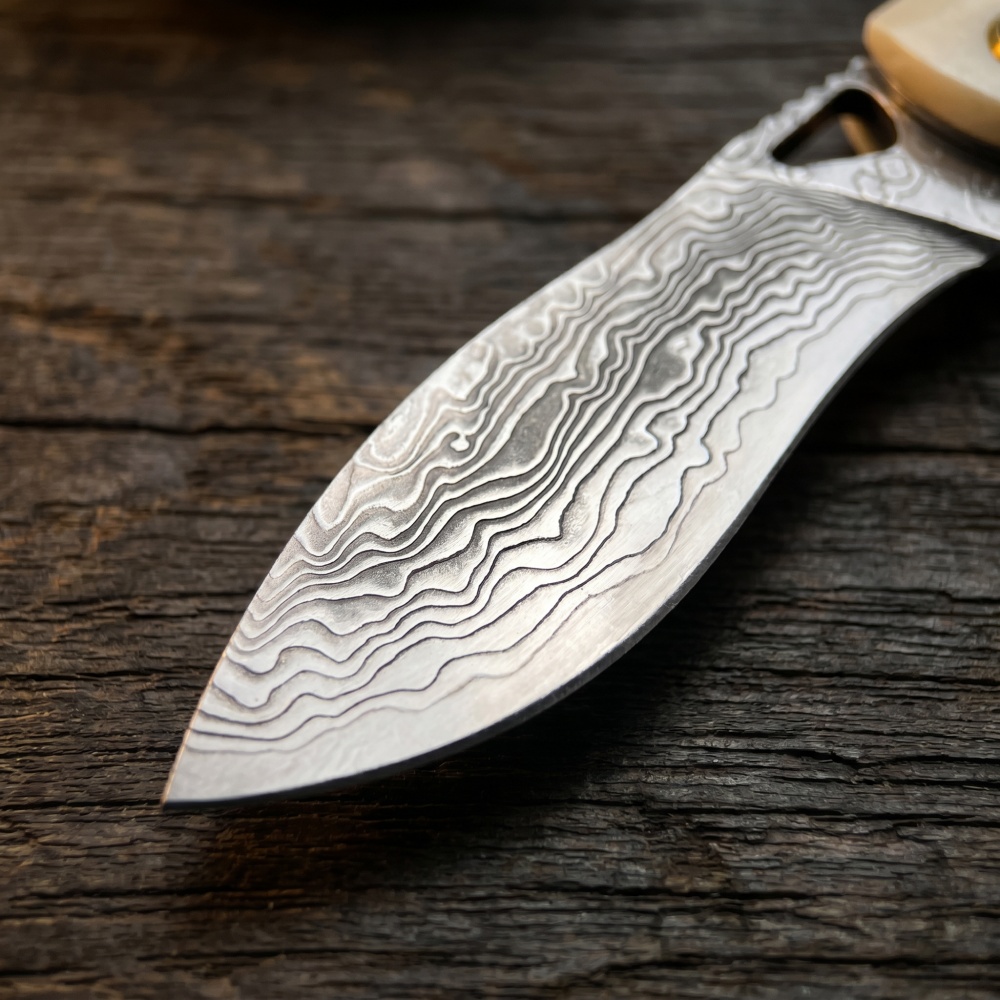 Pisau Lipat Kecil Baja Damasku - Vintage Collectible Pocket Knives ulasan dan harga