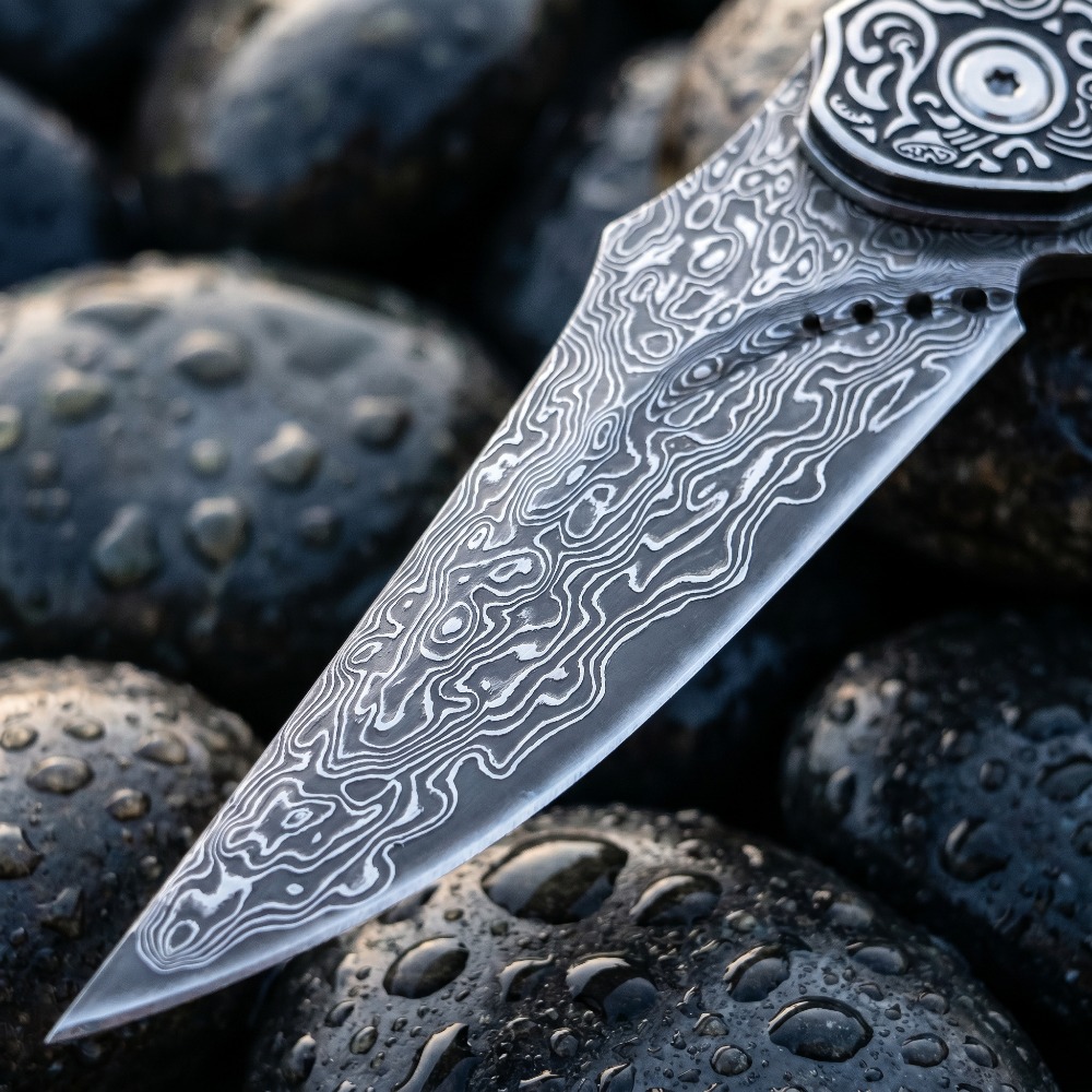 Pisau Lipat Motif Damaskus Vin - Vintage Collectible Pocket Knives ulasan dan harga