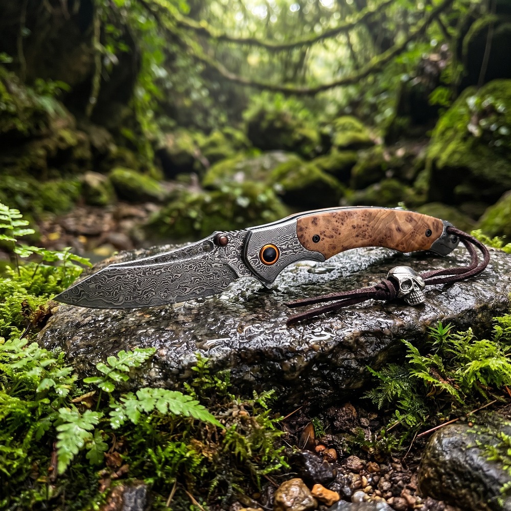Pisau Lipat Motif Damaskus Kek - Vintage Collectible Pocket Knives ulasan dan harga