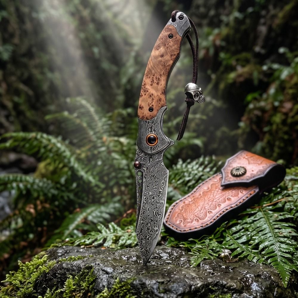 Pisau Lipat Motif Damaskus Kek - Vintage Collectible Pocket Knives ulasan dan harga