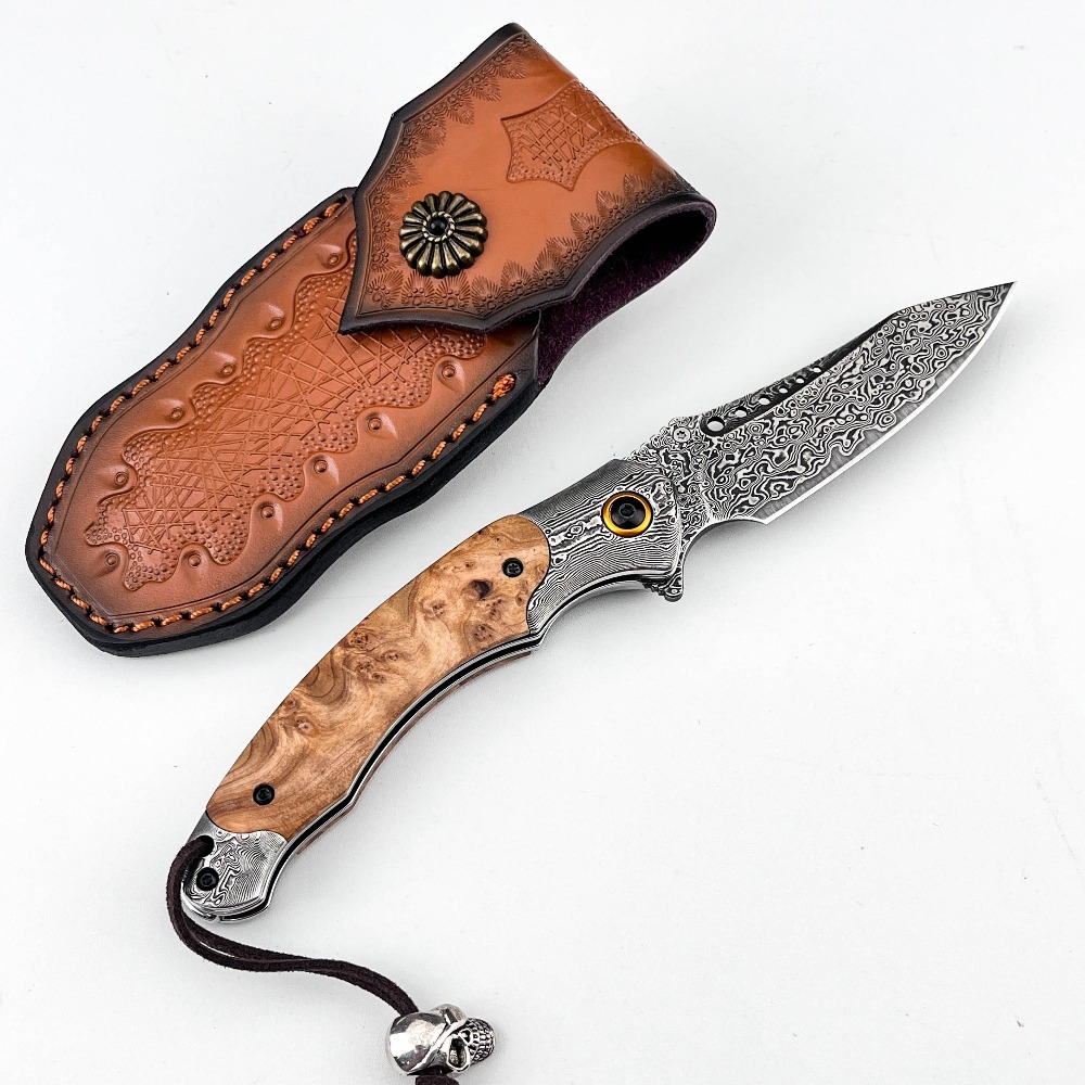 Pisau Lipat Pola Damaskus Keku - Vintage Collectible Pocket Knives ulasan dan harga