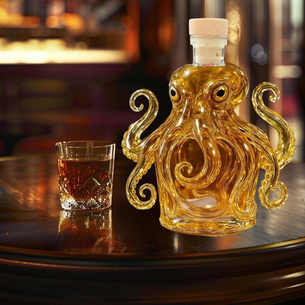 Botol Wiski Bentuk Gurita, Bot - Vintage Collectible Glassware ulasan dan harga